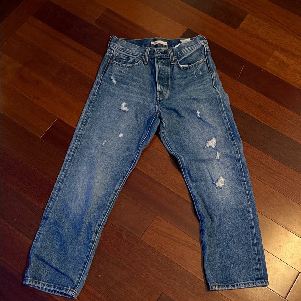 Levi's Women's Distressed Blue Straight Jeans